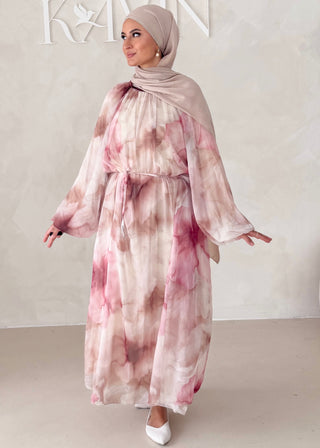 Geblümtes Chiffon Maxikleid