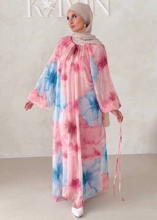 Geblümtes Chiffon Maxikleid