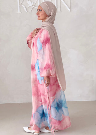 Geblümtes Chiffon Maxikleid