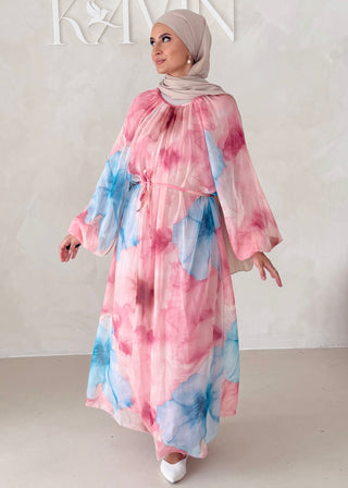 Geblümtes Chiffon Maxikleid