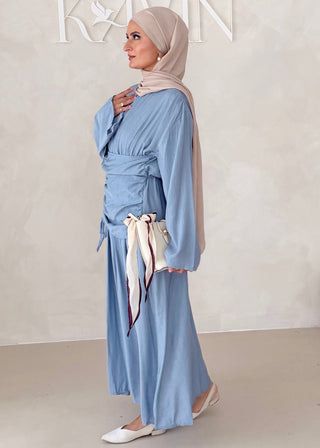 Maxikleid mit Raffungen