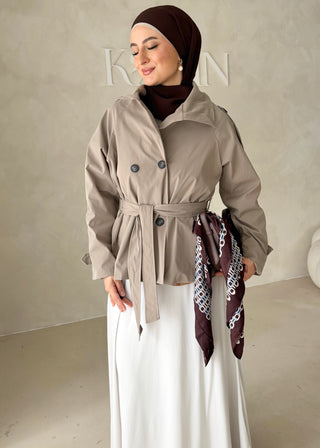Short Trenchcoat mit Gürtel
