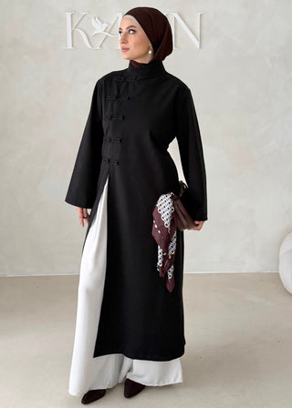 Japandi Kleid mit Schlitz