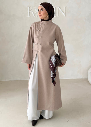 Japandi Kleid mit Schlitz