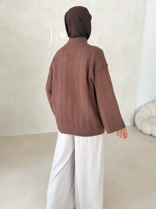 Midi Strickjacke mit Reißverschluss