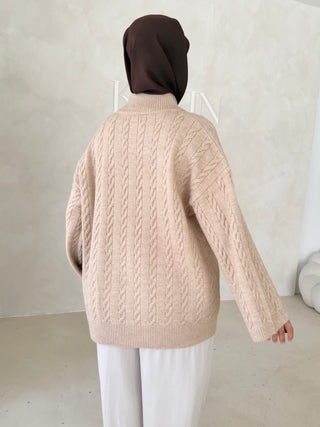 Midi Strickjacke mit Reißverschluss