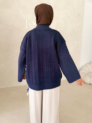 Midi Strickjacke mit Reißverschluss