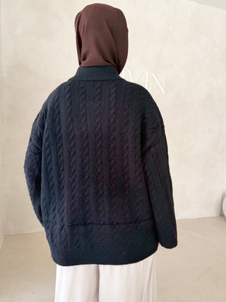 Midi Strickjacke mit Reißverschluss