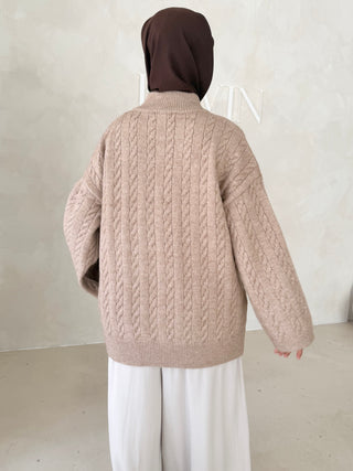 Midi Strickjacke mit Reißverschluss