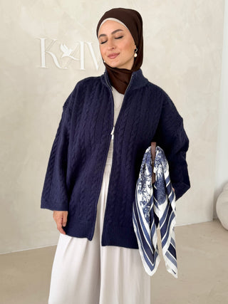 Midi Strickjacke mit Reißverschluss