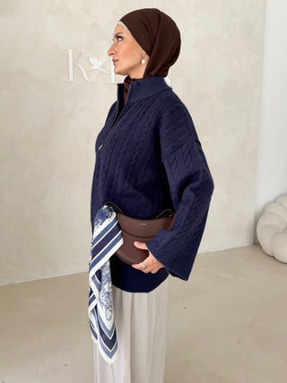 Midi Strickjacke mit Reißverschluss