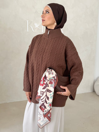 Midi Strickjacke mit Reißverschluss