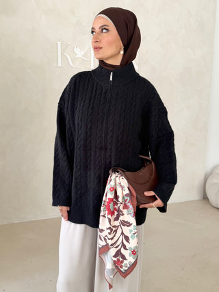 Midi Strickjacke mit Reißverschluss
