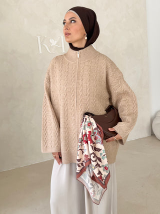 Midi Strickjacke mit Reißverschluss