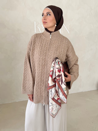 Midi Strickjacke mit Reißverschluss