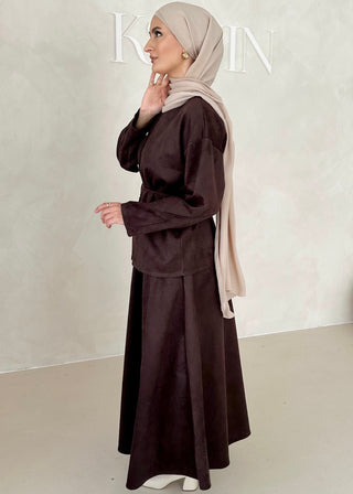 Zweiteiler in Wildlederoptik