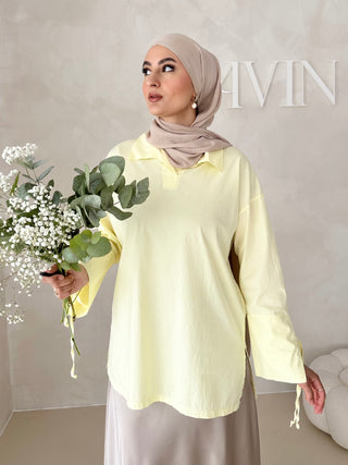 Basic Bluse mit Schnürdetail
