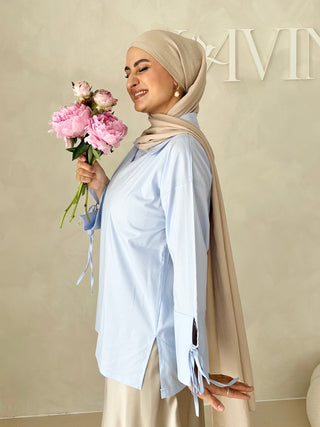 Basic Bluse mit Schnürdetail