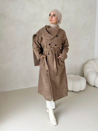 Safa Wollmix Mantel mit ingetriertem Schal