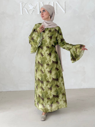 Flower Kleid mit Trompetenärmel