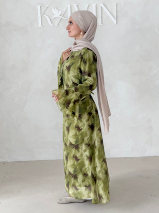 Flower Kleid mit Trompetenärmel