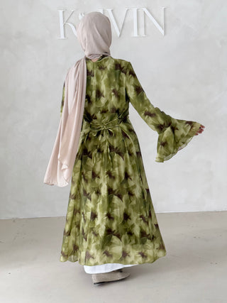 Flower Kleid mit Trompetenärmel