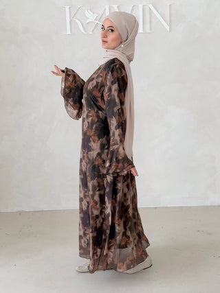 Flower Kleid mit Trompetenärmel
