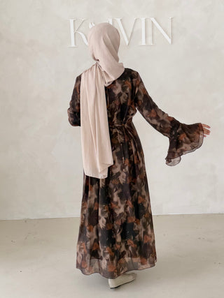 Flower Kleid mit Trompetenärmel