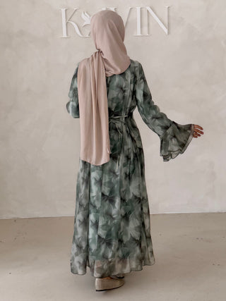 Flower Kleid mit Trompetenärmel