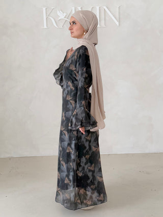 Flower Kleid mit Trompetenärmel