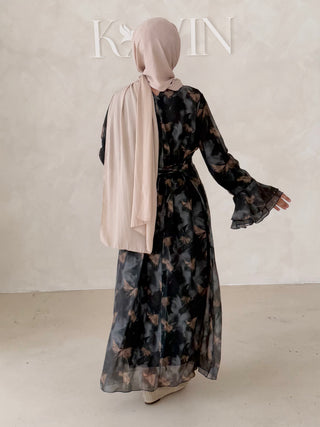 Flower Kleid mit Trompetenärmel