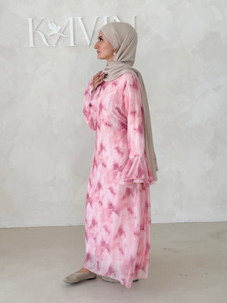 Flower Kleid mit Trompetenärmel