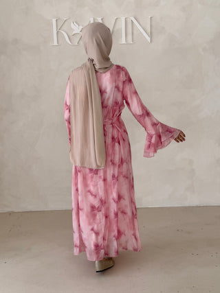 Flower Kleid mit Trompetenärmel