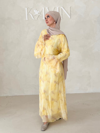 Flower Kleid mit Trompetenärmel