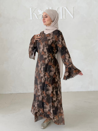 Flower Kleid mit Trompetenärmel
