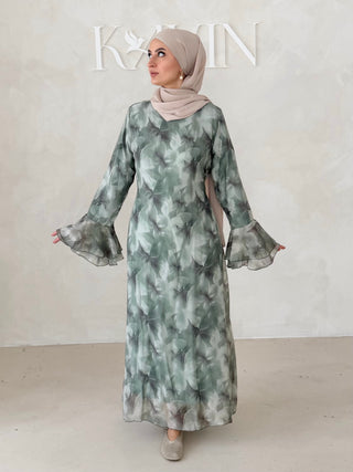 Flower Kleid mit Trompetenärmel