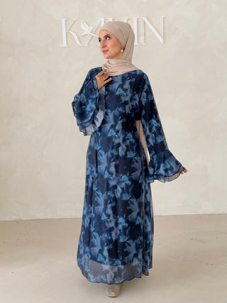 Flower Kleid mit Trompetenärmel