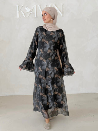 Flower Kleid mit Trompetenärmel