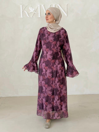 Flower Kleid mit Trompetenärmel