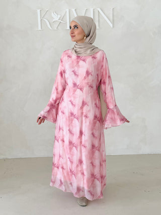 Flower Kleid mit Trompetenärmel