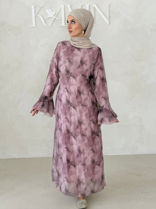 Flower Kleid mit Trompetenärmel