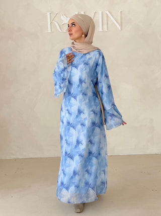 Flower Kleid mit Trompetenärmel