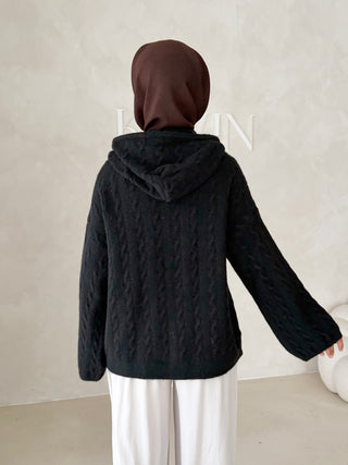 Midi Strickcardigan mit Kapuze