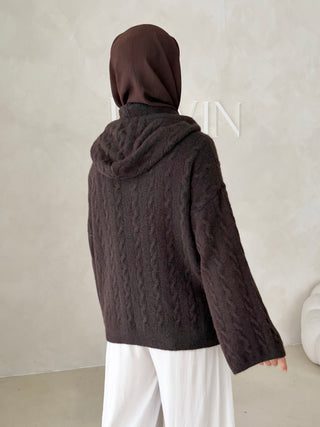 Midi Strickcardigan mit Kapuze