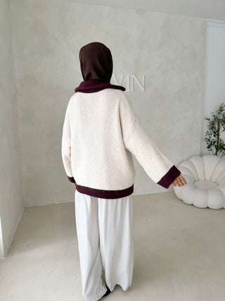 Zweifarbige Strickjacke