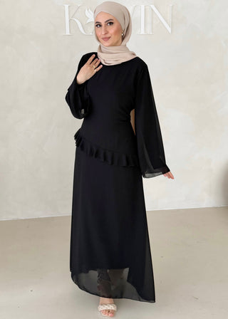 Chiffon Kleid mit Volant Details