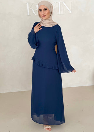 Chiffon Kleid mit Volant Details