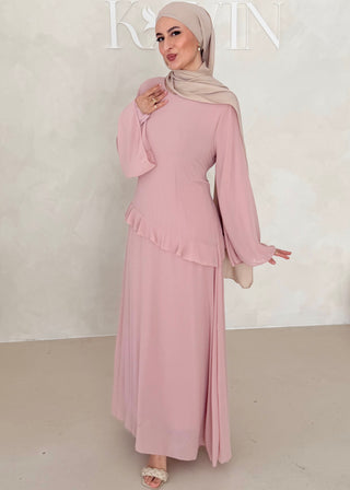 Chiffon Kleid mit Volant Details