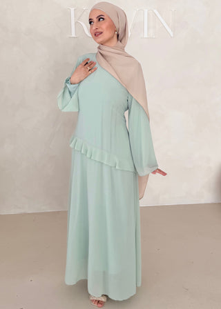 Chiffon Kleid mit Volant Details