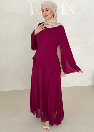 Chiffon Kleid mit Volant Details